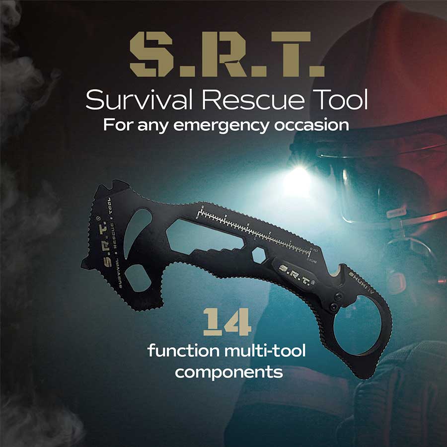 Survival Rescue Tool with 14 multitool components